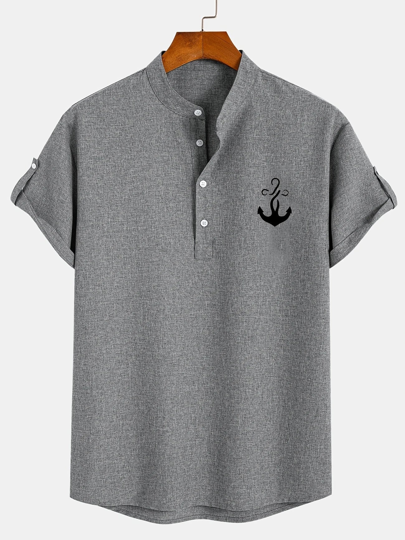 Marano - Elegant Short Sleeve Shirt With Stand-Up Collar