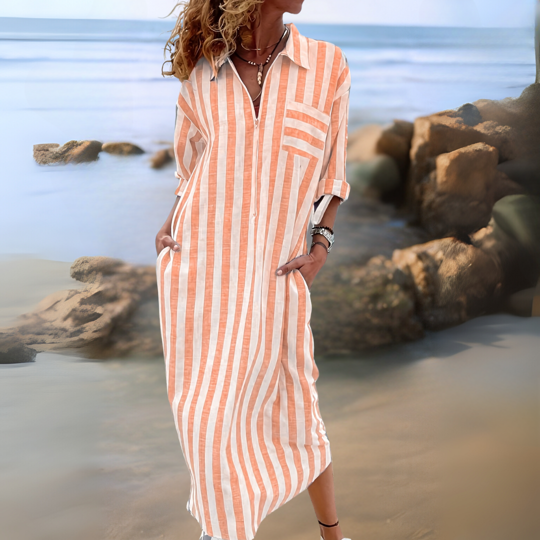 Giulia | Striped V-Neck Dress