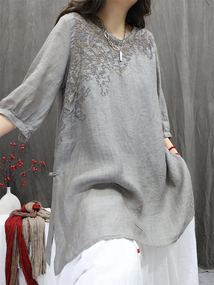 Isola Ramie Embroidered Blouse