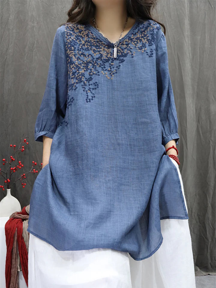 Isola Ramie Embroidered Blouse