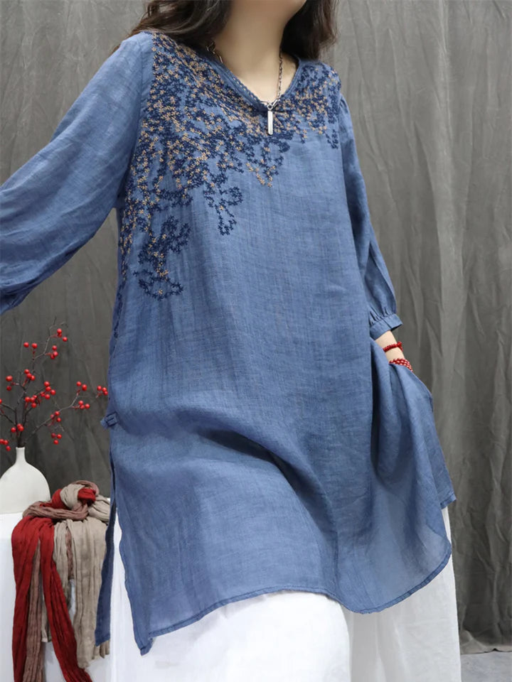 Isola Ramie Embroidered Blouse