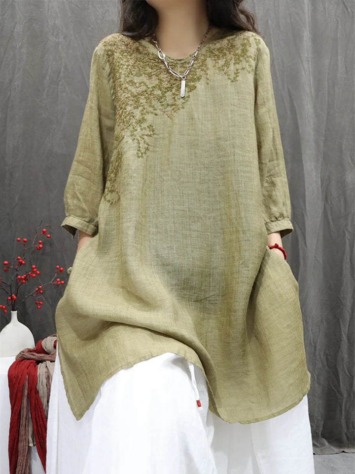 Isola Ramie Embroidered Blouse