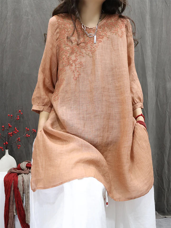 Isola Ramie Embroidered Blouse