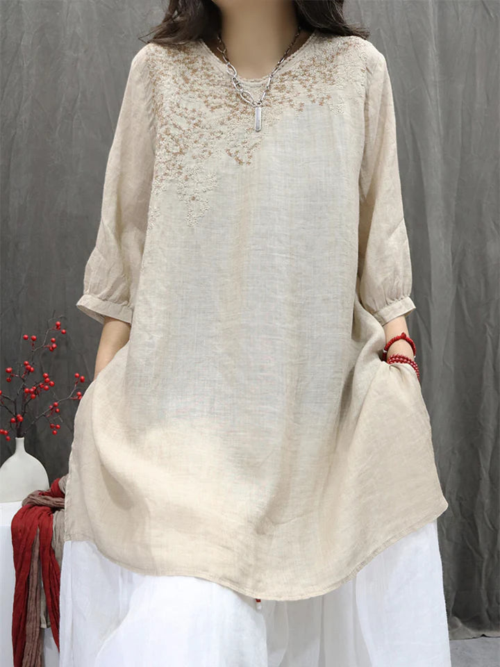 Isola Ramie Embroidered Blouse