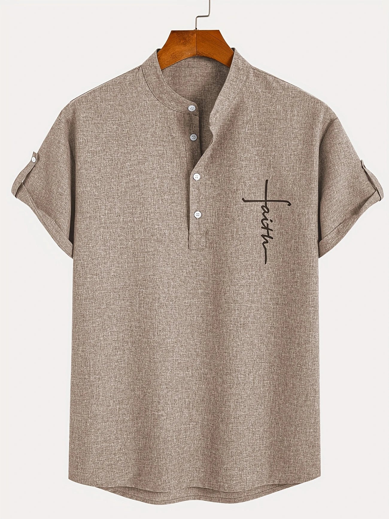 Marano - Elegant Short Sleeve Shirt With Stand-Up Collar
