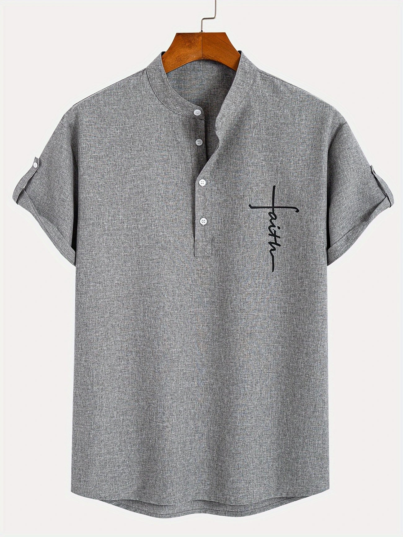 Marano - Elegant Short Sleeve Shirt With Stand-Up Collar