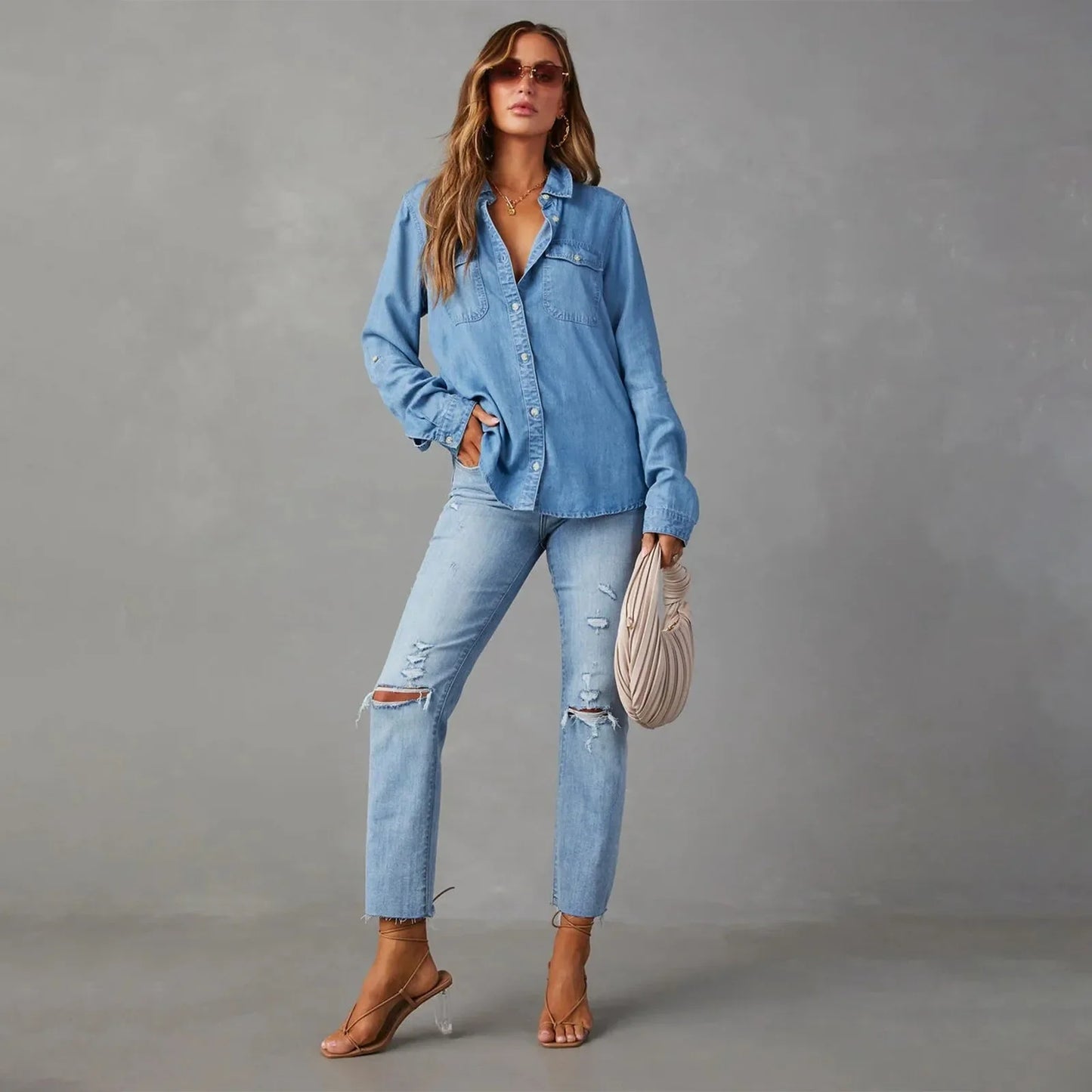 Mirabella Chambray Button-Up Shirt