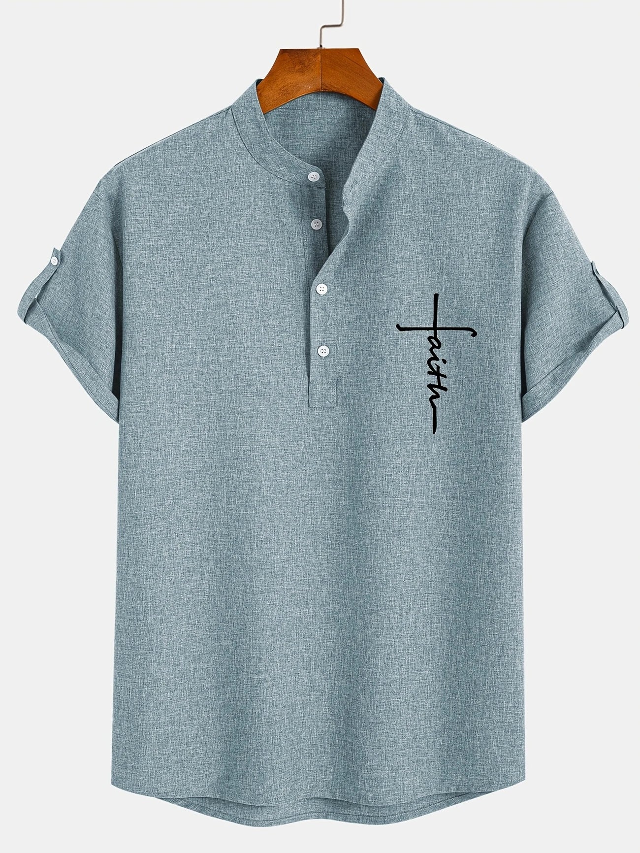 Marano - Elegant Short Sleeve Shirt With Stand-Up Collar