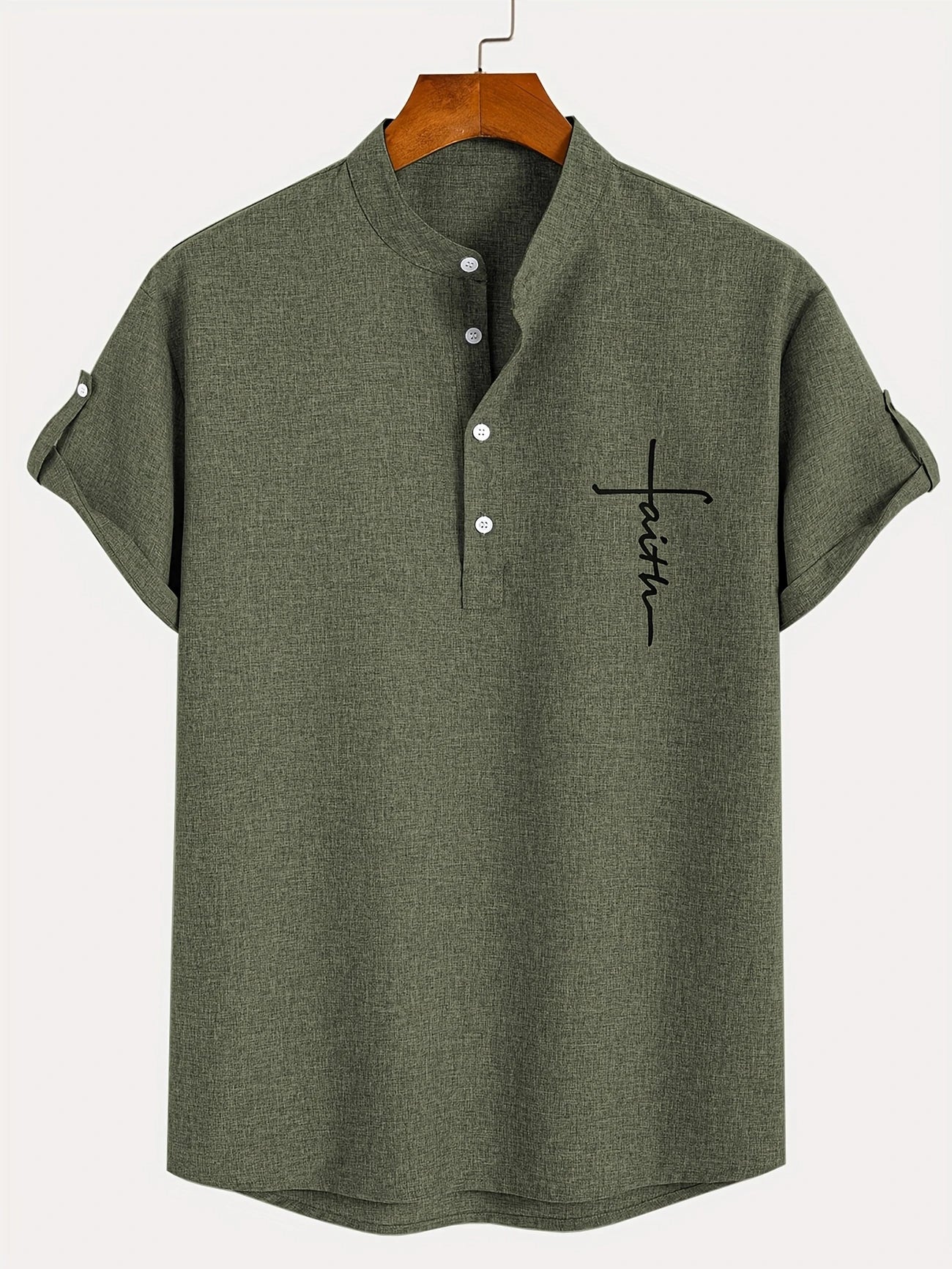 Marano - Elegant Short Sleeve Shirt With Stand-Up Collar