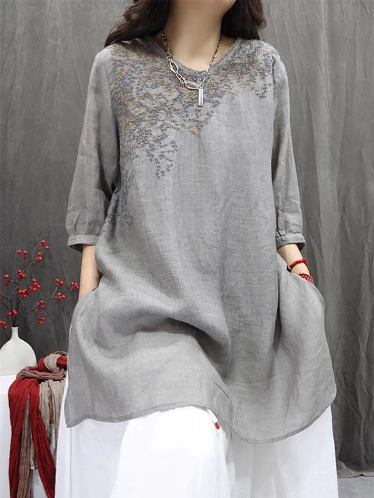 Isola Ramie Embroidered Blouse