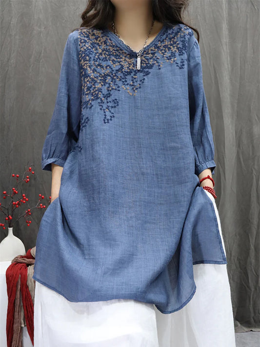 Isola Ramie Embroidered Blouse