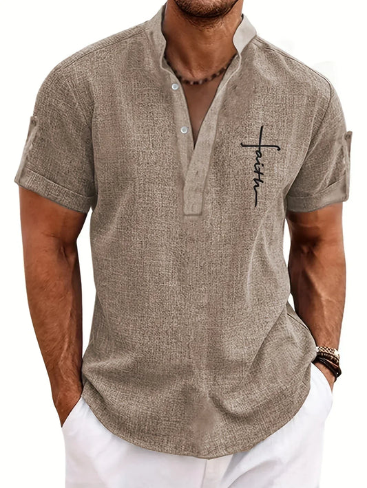 Marano - Elegant Short Sleeve Shirt With Stand-Up Collar