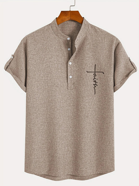 Marano - Elegant Short Sleeve Shirt With Stand-Up Collar